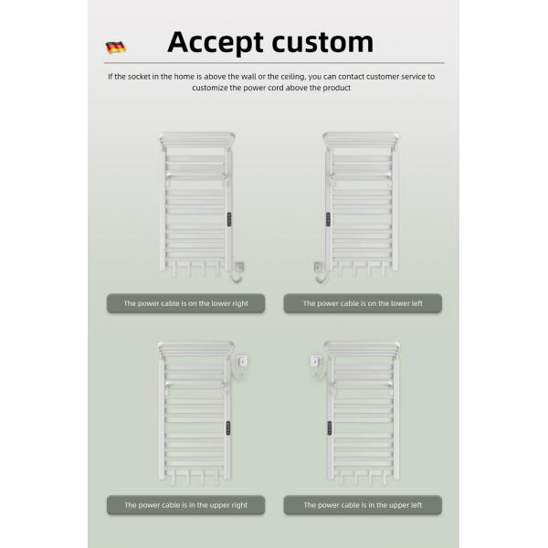 Water and Electric Heated Dual Towel Rail Rack for Wall Mounted Bathroom Installation