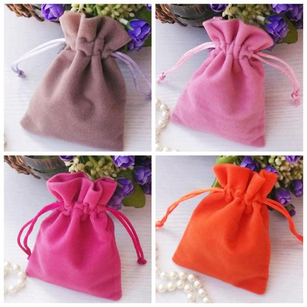 Bespoke Portable Velvet Jewelry Bags Printed Logo With Cover Lamination