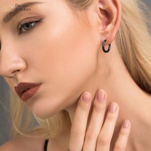 Titanium Steel Round Small Hoop Earrings Hip Hop Circle Jewelry