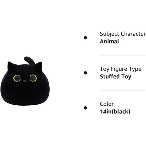 Black Cat Plush Toy: Soft, Stuffed Animal Pillow, Baby Sofa Decoration, Cat-shaped Design