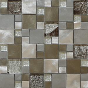 Chinese mosaic tile crystal glass mix metal mosaic puzzle pattern
