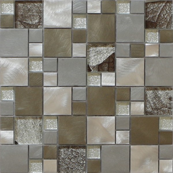 Buy Chinese mosaic tile crystal glass mix metal mosaic puzzle pattern at wholesale prices