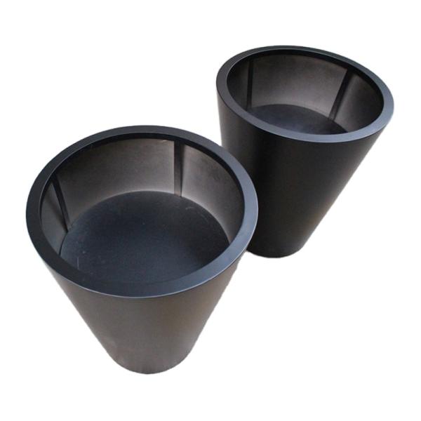 Large outdoor vertical round garden planters black metal flower pot
