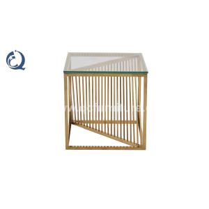 China 12mm Glass Stainless Steel Side Tables 49x49x51cm Golden Frame on sale