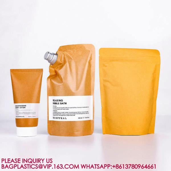 OEM ODM Eco-Friendly Recyclable Kraft Spout Pouch Shampoo Skincare Lotion Refill Bag