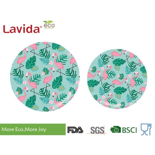 Mix Colors Bamboo Fiber Dinnerware Dishwasher Safe Nature Style Flamingo Bird Pattern
