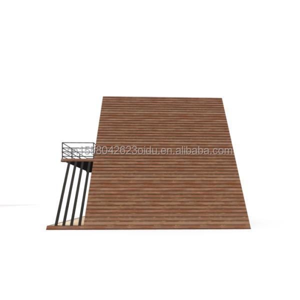 Resort Triangle Shape Wooden House Steel Frame with Galvanized Steel Bending 180g and 50/75/100mm Wave Sandwich Panel Walls