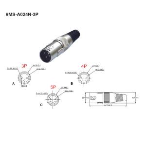 XLR Connector,3 Pins with Nickel Contacts.Rohs. MS-A024N-3P