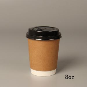 China 8oz 14oz 16oz Disposable Paper Hot/Cold Coffee Cups With Black PP Lid on sale