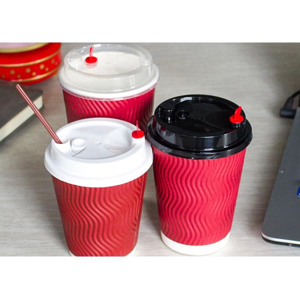 Biodegradable Plastic Paper Cup Covers , Disposable Cup Lids Shapes Customized