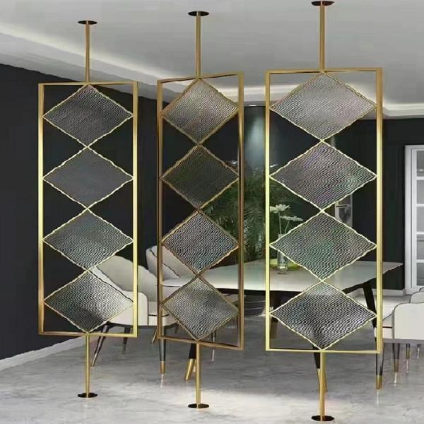 Art deco metal hanging screen glass technics living room divider wall