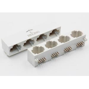 White Housing Rj45 Multiple Port Connectors Harmonica Ganged Unshielded