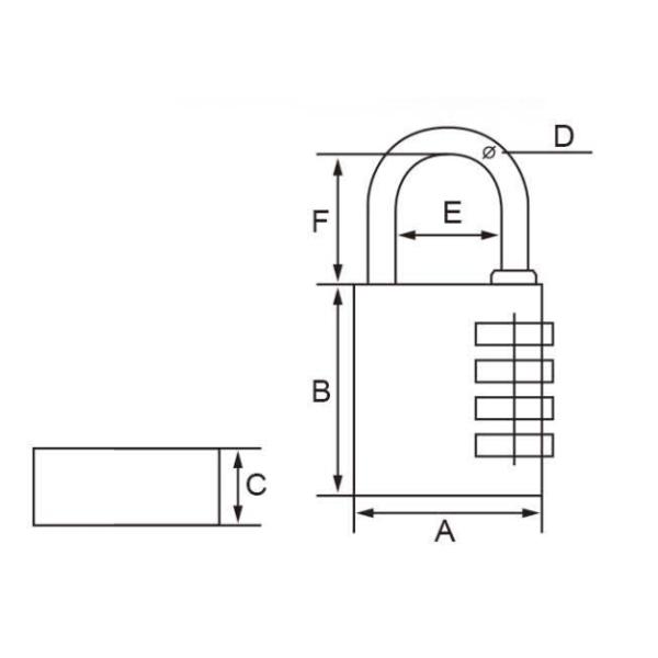 High Security Padlock Brass Combination Padlock Squa 4 Dial with Pin Tumbler Structure and 5 Year Guarantee