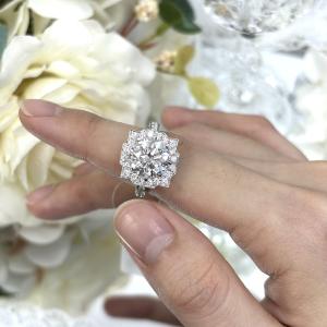 18k Cool Design Ring 3ct White Lab-Grown Diamond Ring Round Shape Synthetic