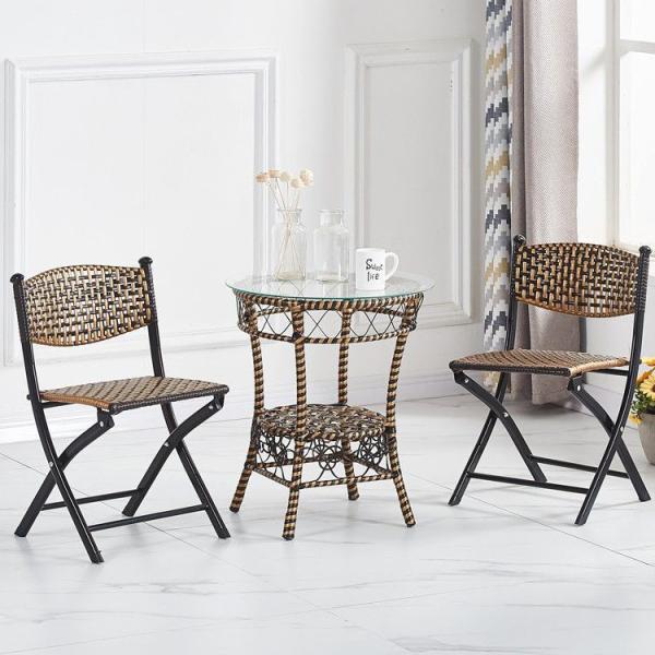 Outdoor Metal Woven Pe Artificial Rattan Folding Chair for School Party Banquet Event