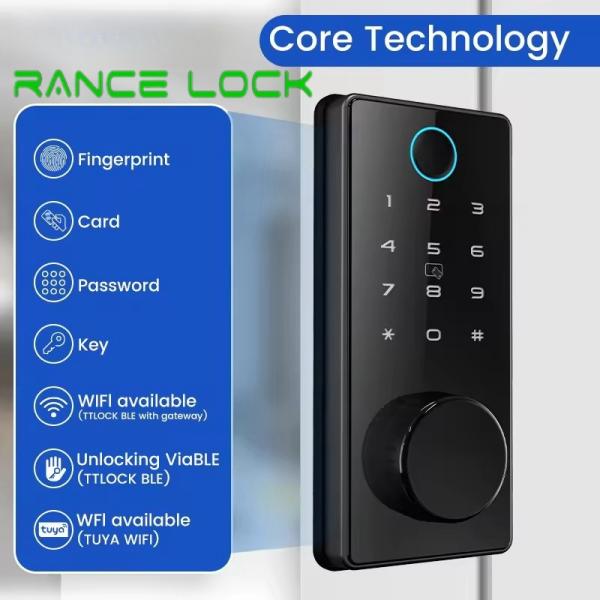 APP Control Touch Screen Door Lock 35mm - 60mm Electronic Key Card Door Lock