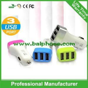 Wholesale 3 USB Port DC 5V 1A-2.1A Auto Mobile Phone Car Charger for iPhone iPad
