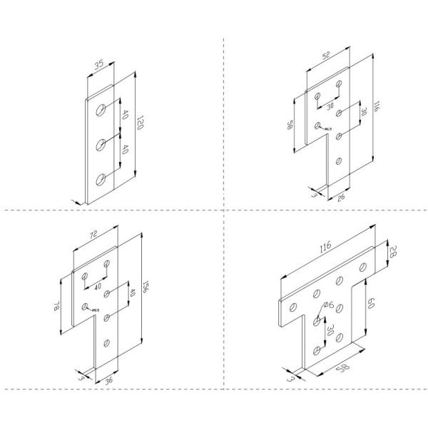 5052 Metal Laser Cutting Parts 0.01-0.1mm T-Shaped L-Shaped Cross Shaped Connecting Plate