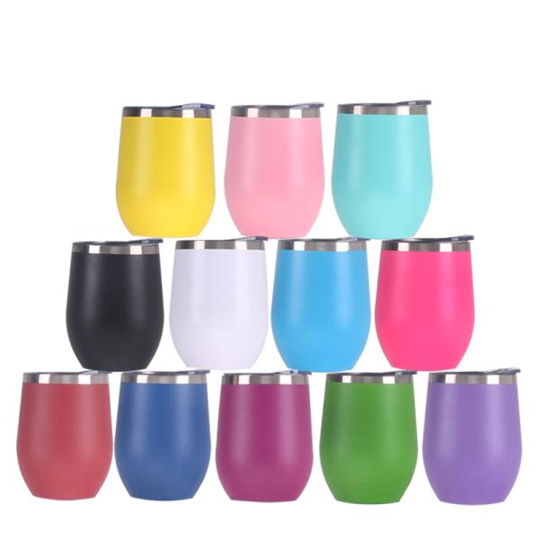 Ecoffee Double Wall Vacuum Insulated egg shaped wine tumbler, 12oz egg shaped mug cup stainless steel