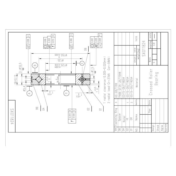 SX011824 crossed roller bearing