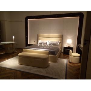 Veneer Luxury Elegant Style Leather Hotel Bedside Table Modern Nightstand