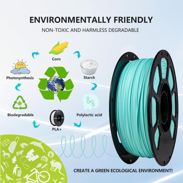 PLA+ Matte Mint Green 3D Printing Filament 1000g Printing Temperature 210-230℃ Custom