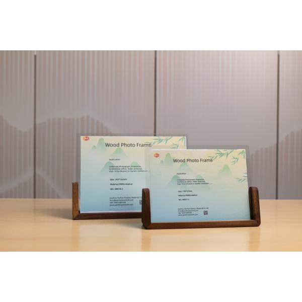 Solid Color Beech Photo Frame Desk U Shaped A5 Acrylic Photo Frame with Wood Base