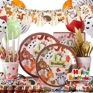 ANIMALS PARTY TABLEWARE SET PAPER PLATE KIDS BIRTHDAY THEME CARTOON ANIMALS