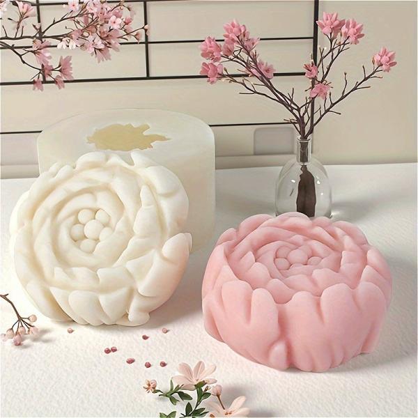 2-Pack Peony Silicone Molds for Candles Soap Resin Christmas White