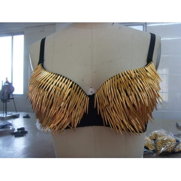Girl Night Club Wear Spandex Long Spike Bra Top CRB7205 Dance Club Clothes