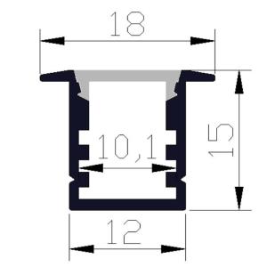 6063 LED Light Aluminium Profile 18 X 15mm Recessed Led Profile