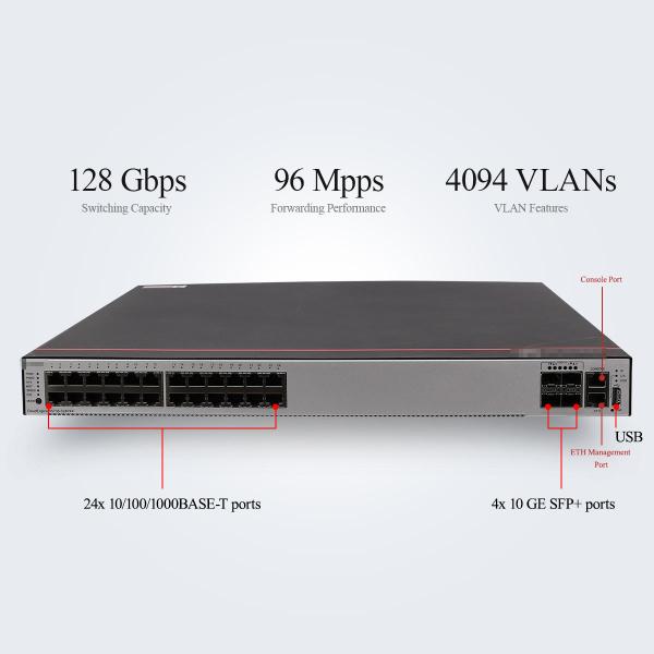 CloudEngine S5735-S24T4X Gigabit Access Switch 24 Ports 96 Mpps 4094 VLANs