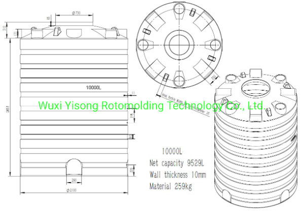 Customize 10000L Sheet Metal Mould for Vertical Water Tank Polishing