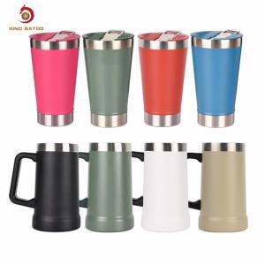 Vucuum Insulated 24oz Stainless Steel Beer Tumbler With Handle Pint