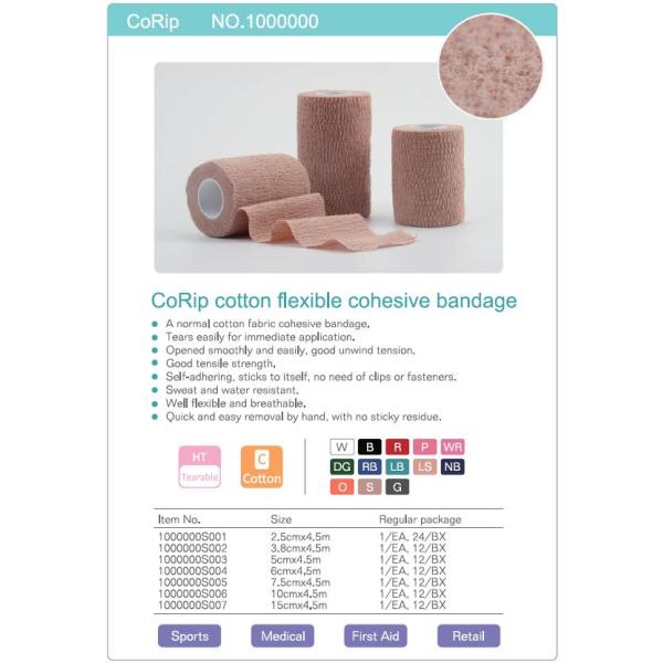CE Class I Cotton Flexible Disposable Cohesive Bandage Wrap for Sports, Hand & Leg Guard