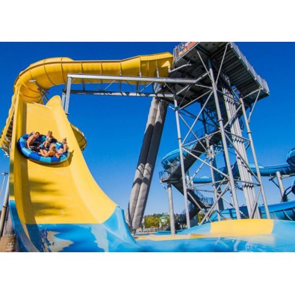 Water Park Equipment Fiberglass Water Slide 9-18M Platform Height With Swimming Pool