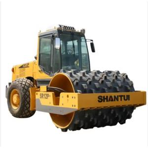 Yellow road rolling construction vehicleShantui SR12P-5 Single Drum 10ton