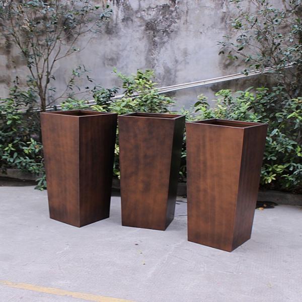 Decorative flower pot stainless steel tall rectangular planter