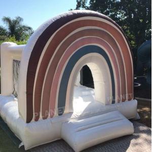PVC tarpaulin outdoor party rental Inflatable Rainbow bouncer with slide kids