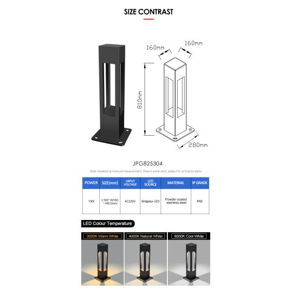 Aluminum IP65 LED Lawn Lamp Bollard Light for Yard Pathway Bridgelux LED 3000K 10w With CE ROHS Certification