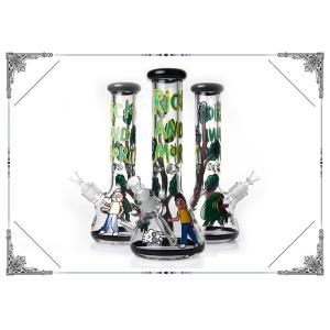 7MM Glass Smoking Water Pipes Hand Drawing Rick And Morty On Glass Hookah Bongs