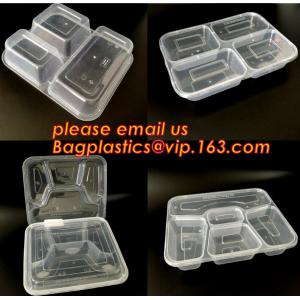 Food grade plastic disposable plastic take away bento box with 4 compartment