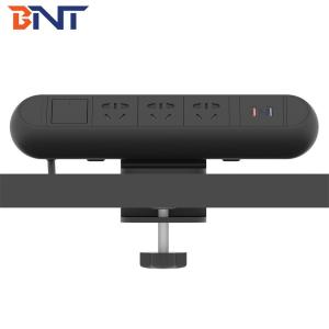 BOENTE New Stock 3 Outlet With Surge Protector USB Ports Black On Desk Edge