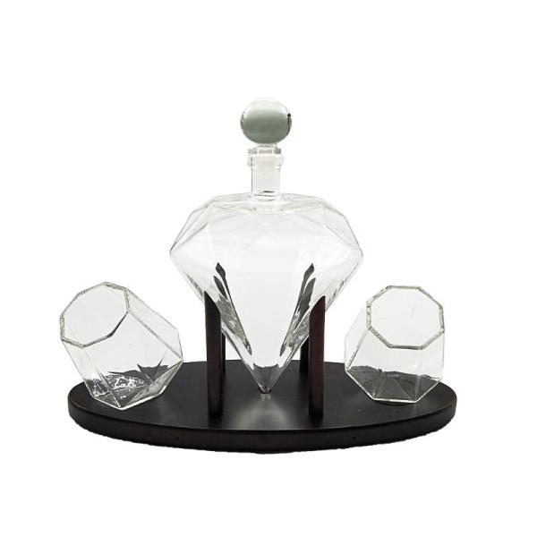 Buy 1000ml Diamond Shaped Glass Bottle With Wooden Frame at wholesale prices