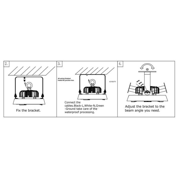 100W/150W/200W/240W IP65 5000K High Bay Light Indoor 3 Beam Angle in 1 Zoomable For Supermarket