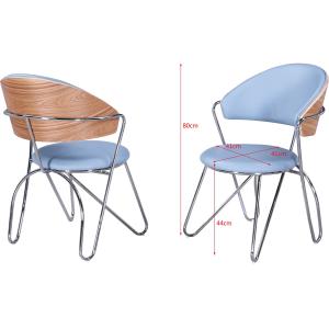 China Sponge Filled Iron Pipe 80cm Faux Leather Dining Chairs on sale