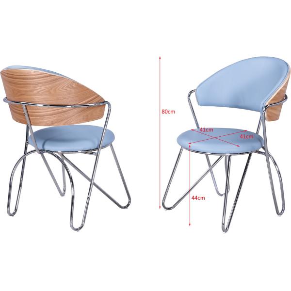 Buy Sponge Filled Iron Pipe 80cm Faux Leather Dining Chairs at wholesale prices