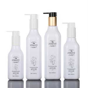 China 200ml 300ml 350ml 400ml Luxury Biodegradable Unique Square Cosmetic Lotion Airless Gold Pump Bottle on sale