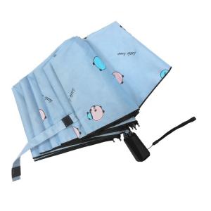 UV Proof Coating 3 Folding Umbrella Pongee With Black Coating