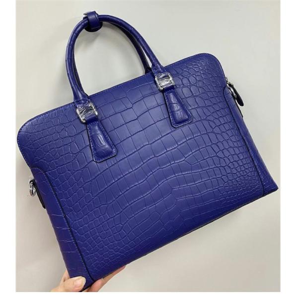 Authentic Crocodile Belly Skin Matt Finished Businessmen Blue Briefcase Genuine Alligator Leather Male Working Purse